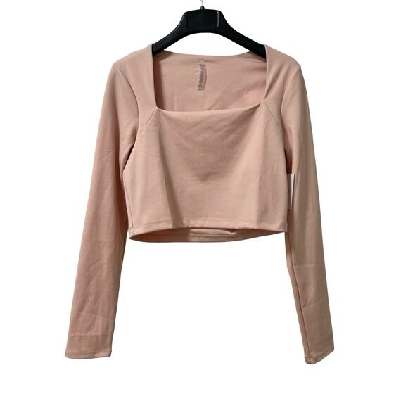 Beyond Yoga Heather Rib Frame Crop Pullover Top Size L Pink Athleisure Gym Yoga - Picture 1 of 8